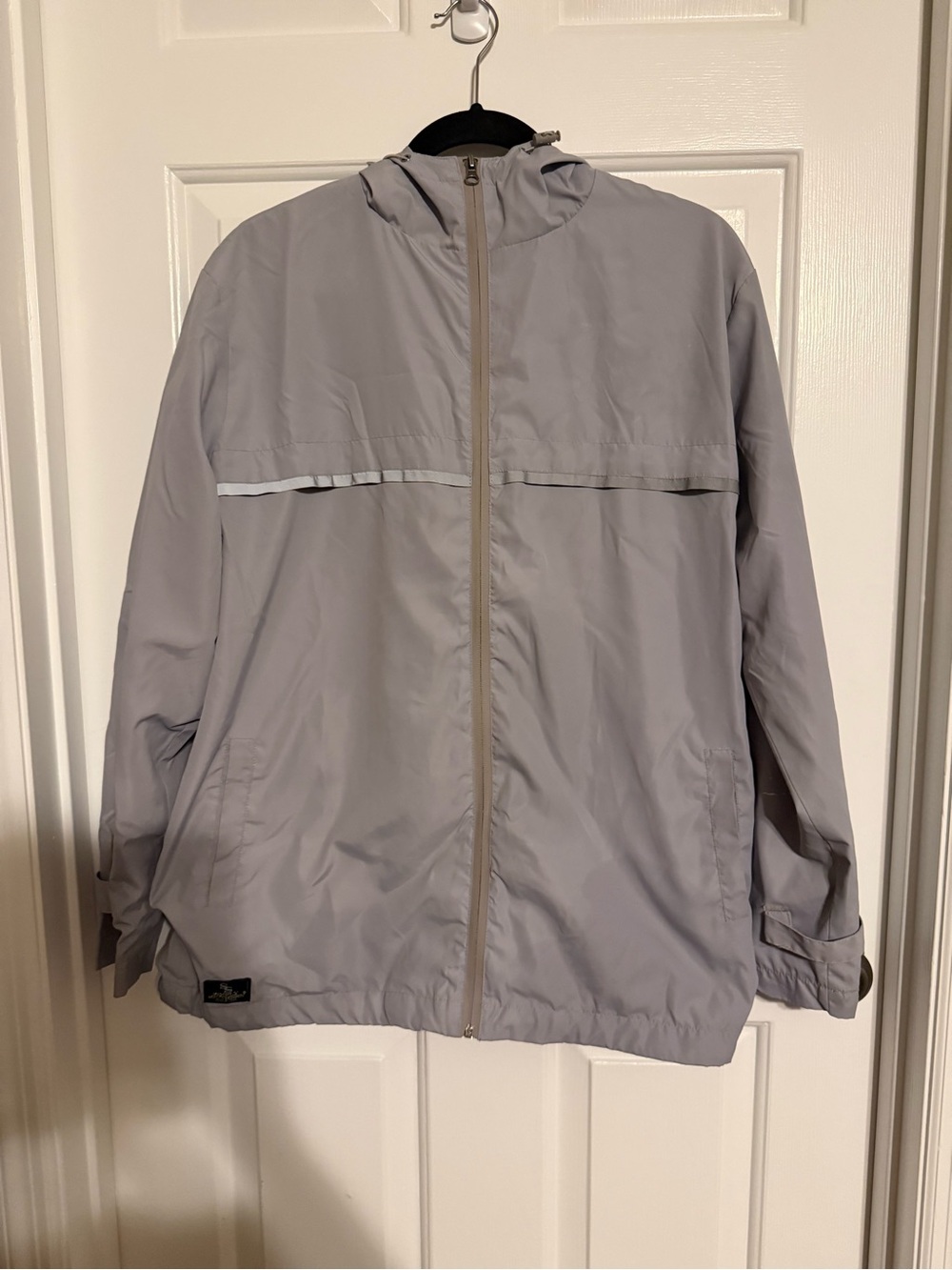 Simply Southern Gray Hooded Rain Jacket Size L Full Zip Mesh Lined